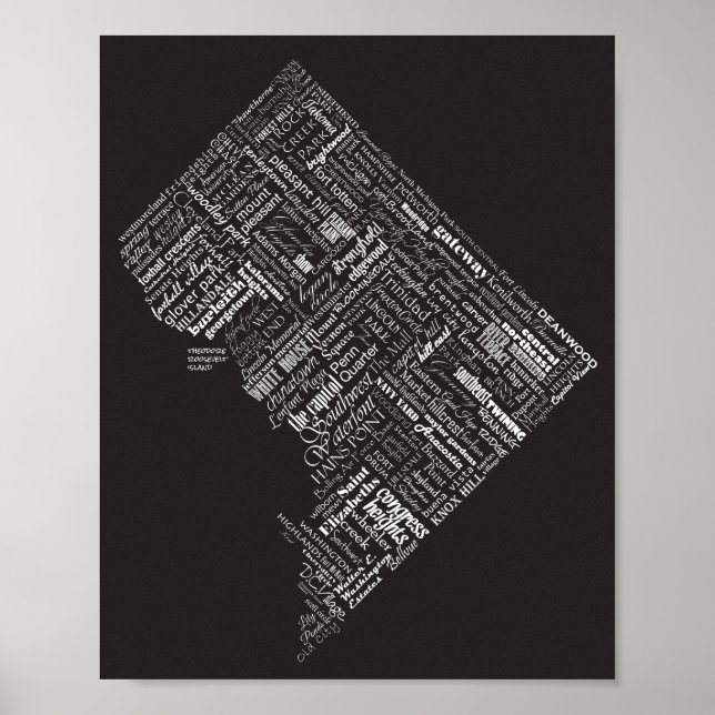 Washington DC Neighbourhood Typography Dramatic Poster (Front)