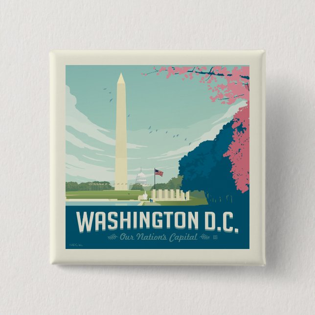 Washington DC | Our Nation's Capital 2 Inch Square Button (Front)