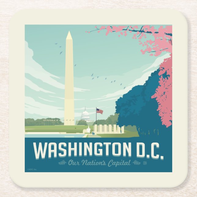 Washington DC | Our Nation's Capital Square Paper Coaster (Front)