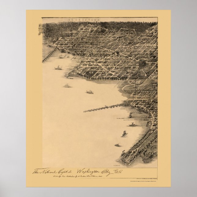 Washington, DC Panoramic Map - 1883 Poster (Front)