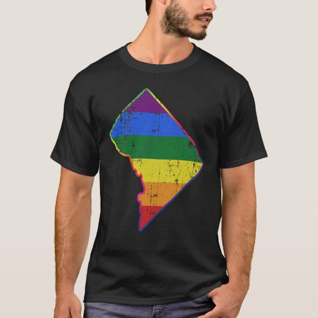 Washington DC Silhouette LGBT Pride Flag T-Shirt (Front)