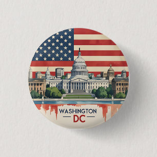 Washington DC Skyline 1 Inch Round Button