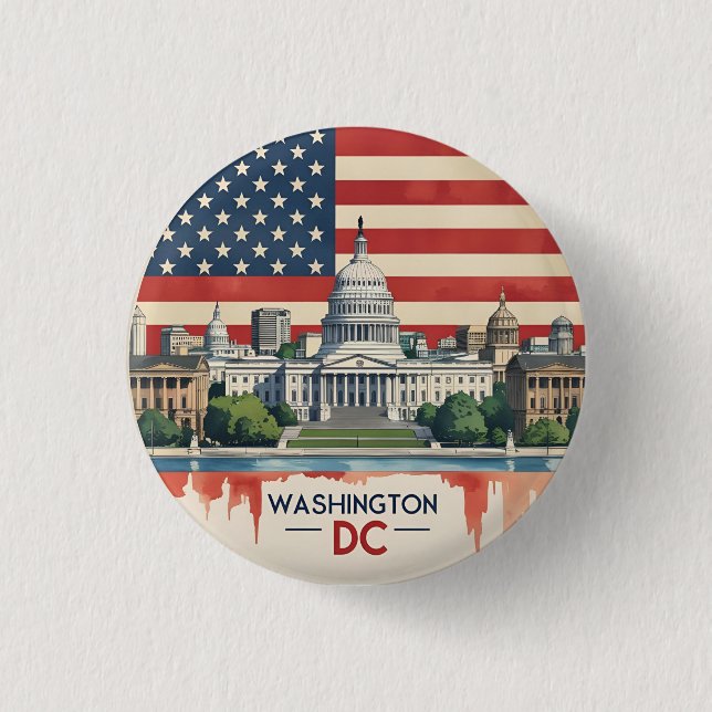 Washington DC Skyline 1 Inch Round Button (Front)