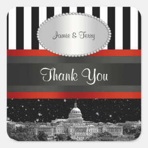 Washington DC Skyline Blk Wht Stripe P Favour Tags