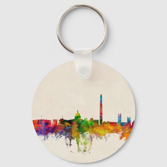 Washington DC Skyline Cityscape Keychain (Front)