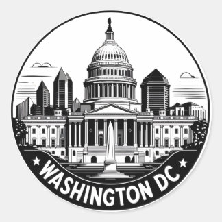 Washington DC Skyline Classic Round Sticker