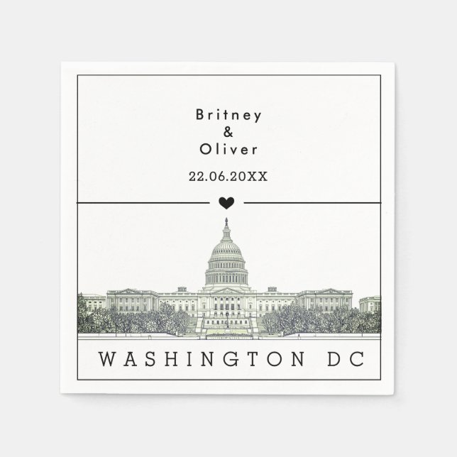Washington DC Skyline – Custom Wedding  Napkin (Front)