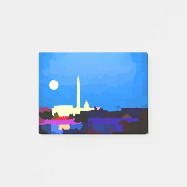 Washington DC Skyline Full Moon Post-it Notes (Front)