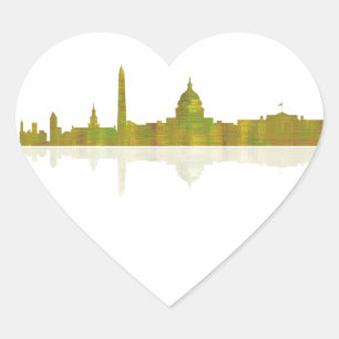 WASHINGTON DC SKYLINE - Heart Shaped Stciker Sticker