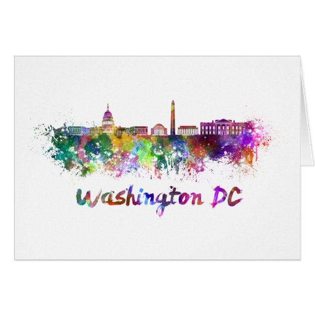 Washington DC skyline in watercolor (Front Horizontal)