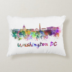 Washington DC skyline in watercolor Decorative Pillow