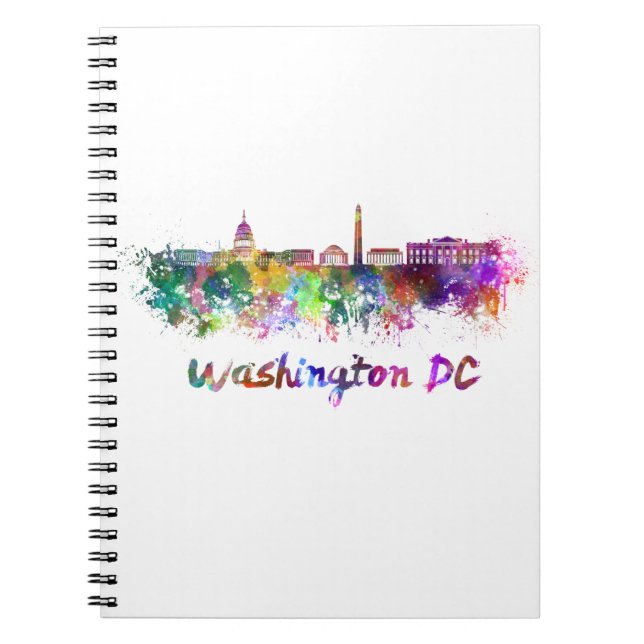 Washington DC skyline in watercolor Notebook (Front)