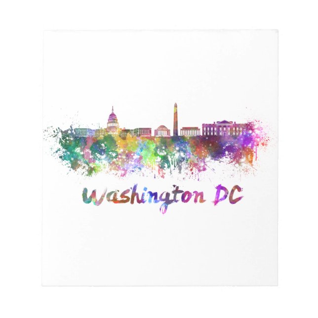 Washington DC skyline in watercolor Notepad (Front)