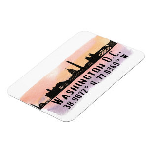 Washington DC Skyline Latitude and Longitude  Magnet