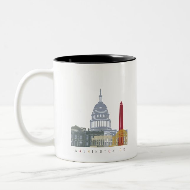 Washington DC skyline poster Two-Tone Coffee Mug (Left)