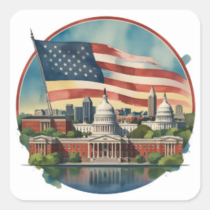 Washington DC Skyline Square Sticker