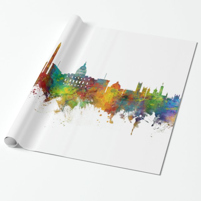 Washington DC Skyline Wrapping Paper (Unrolled)