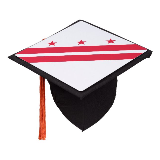 Washington DC State Flag Graduation Cap Topper (Angled)
