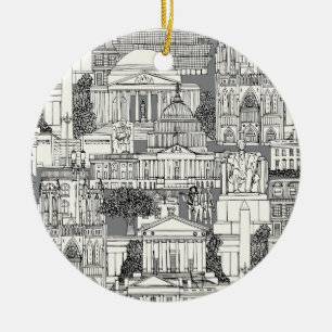 Washington DC toile gray Ceramic Ornament