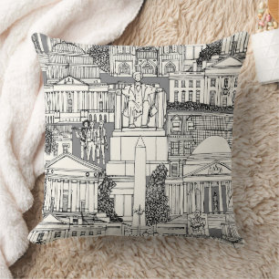 Washington DC toile gray Throw Pillow