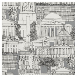 Washington DC toile grey Fabric