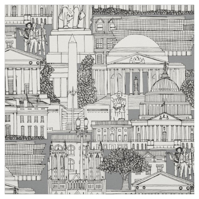 Washington DC toile grey Fabric (Swatch)