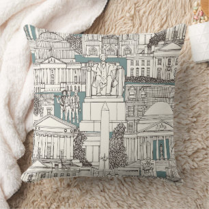 Washington DC toile juniper Throw Pillow