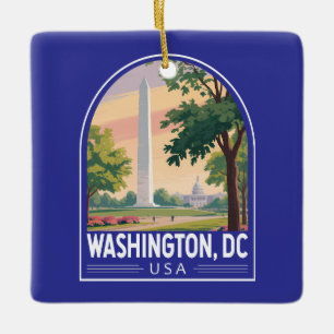 Washington DC Travel Art Emblem Ceramic Ornament