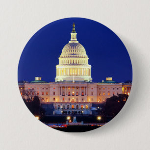 Washington DC United States Capitol at Dusk 3 Inch Round Button