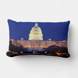 Washington DC United States Capitol at Dusk Lumbar Pillow
