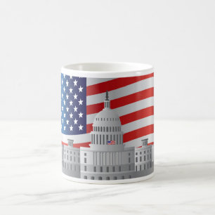 Washington DC US Capitol Building with US Flag Mug