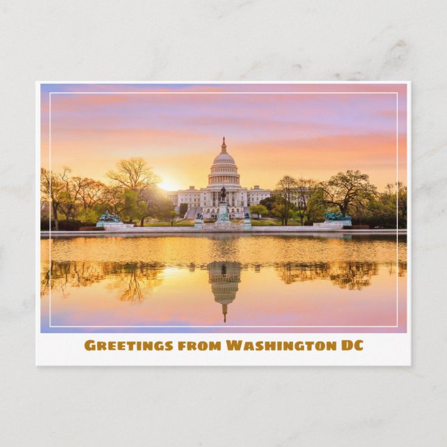 Washington DC US Capitol Sunset w Reflection Postcard (Front)