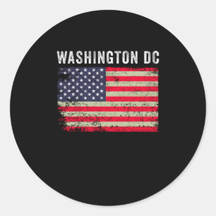 Washington DC USA American Flag Vintage Classic Round Sticker