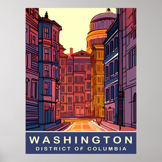 Washington DC, Vibrant Colours, Travel Poster (Front)