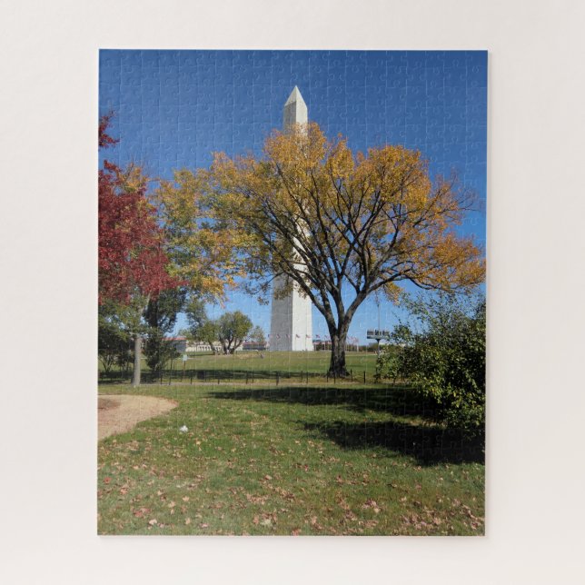 Washington DC Washington Monument and Fall Trees Jigsaw Puzzle (Vertical)