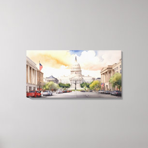 Washington DC watercolor art Canvas Print