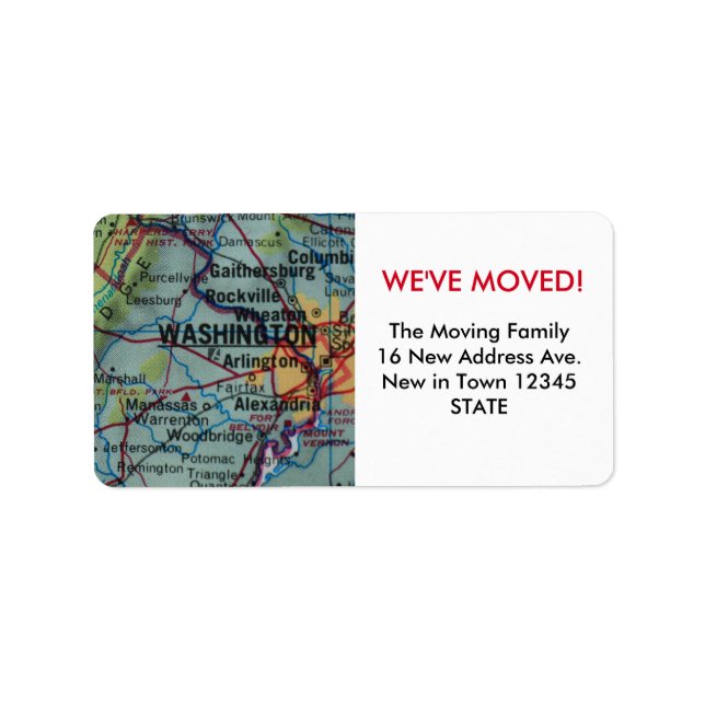 Washington DC We've Moved label (Front)
