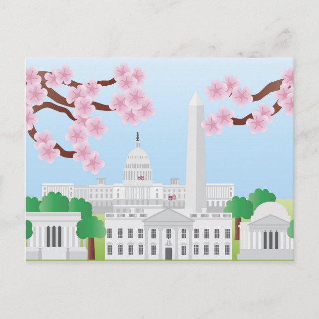 Washington DC with Cherry Blossoms Postcard (Front)