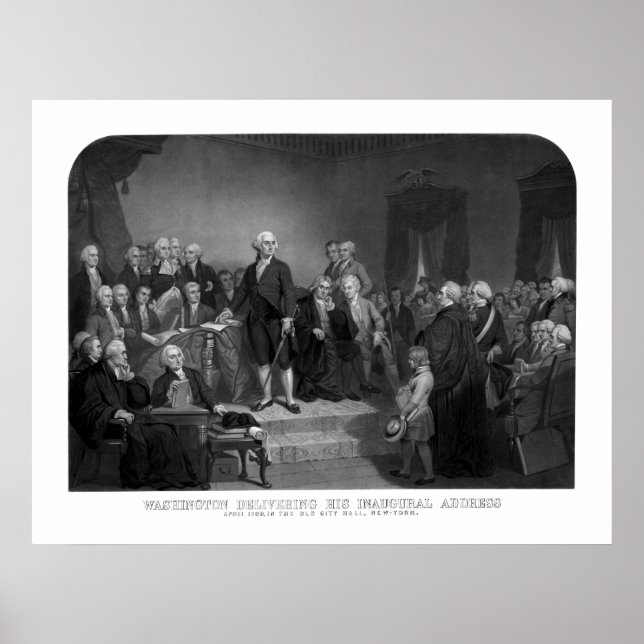 Washington Delivering His Inaugural Address Poster (Front)