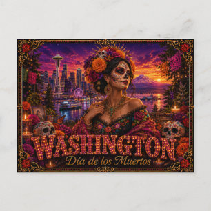 Washington Día de los Muertos Retr Postcard