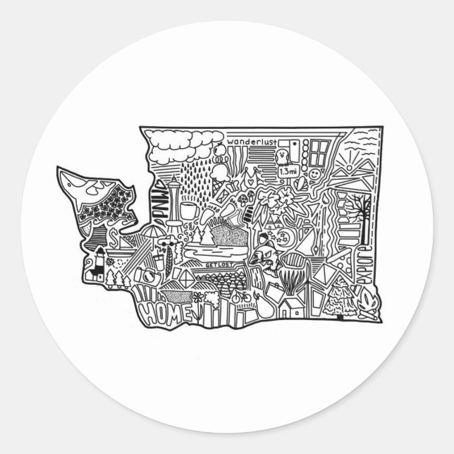 Washington Doodle Sticker (Front)