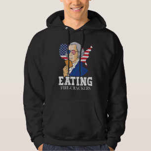 Washington Eating Fire crackers 4th of July Biscui Hoodie