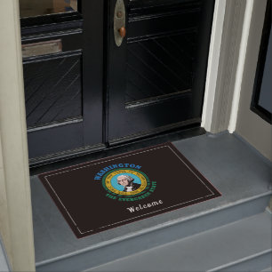 WASHINGTON EVERGREEN STATE FLAG DOORMAT