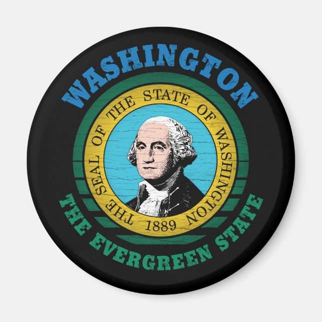 WASHINGTON EVERGREEN STATE FLAG MAGNET (Front)