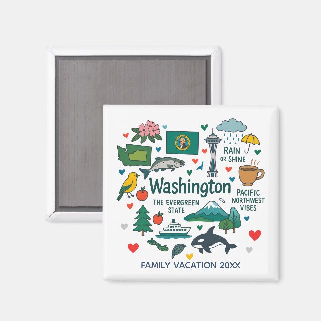 Washington Family Trip Keepsake Custom Magnet (Front/Back)