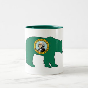Washington Flag Bear Two-Tone Coffee Mug