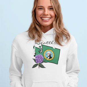 Washington Flag & Flower Pacific Rhododendron Hoodie