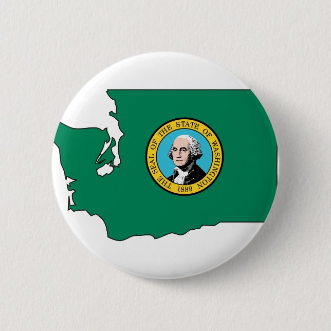 Washington Flag Map 2 Inch Round Button (Front)