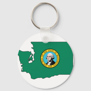 Washington Flag Map Keychain