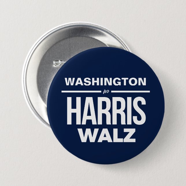 Washington for Harris Walz 3 Inch Round Button (Front & Back)